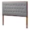 Baxton Studio Harumi Classic and Traditional Grey Fabric and Walnut Brown Finished Wood King size Headboard 237-12639-ZORO - alternate 1